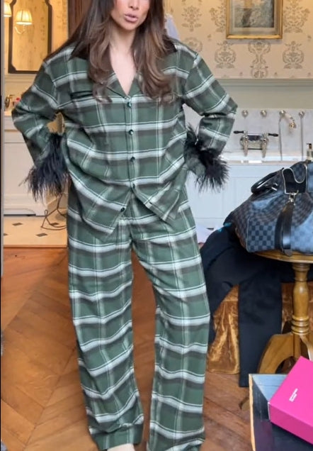 Emerald Check Cotton Flannel Suit