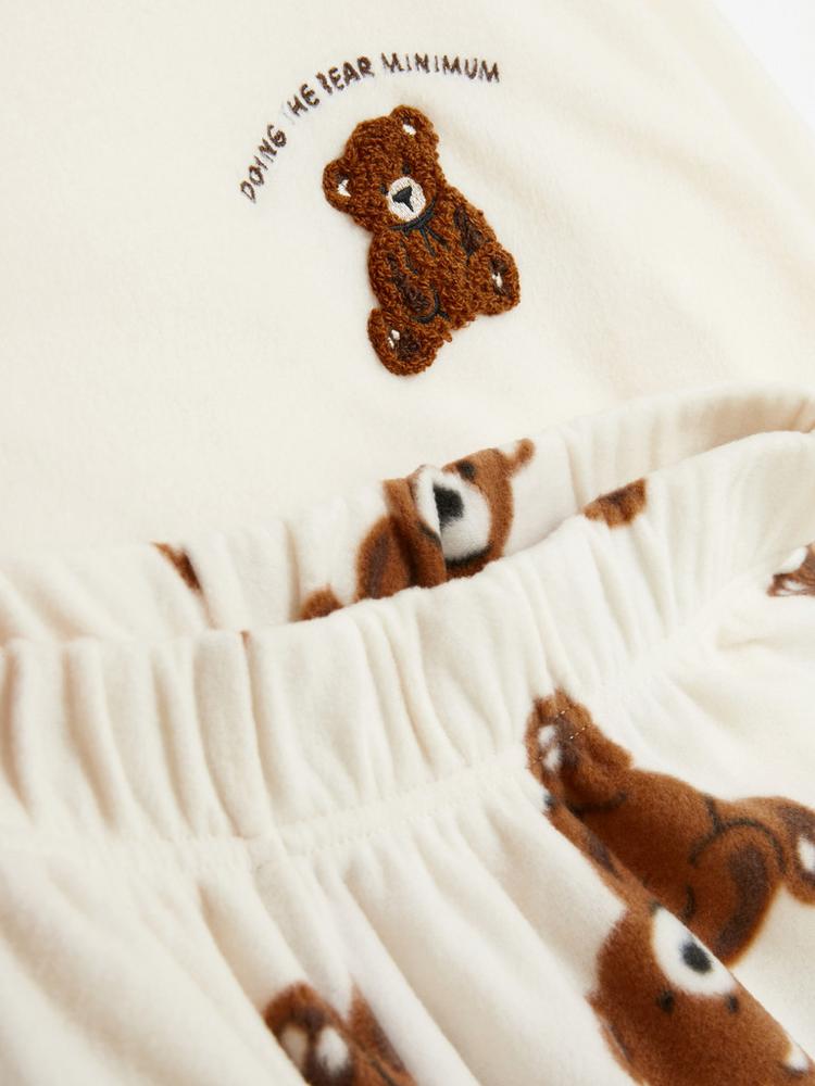 Teddy Bear Micro Fleece Long Sleeve Pajamas